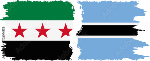 Botswana and Syrian Revolution grunge flags connection, vector