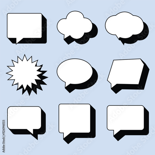 Speech bubble: Set of different shapes speech bubbles with shadow.