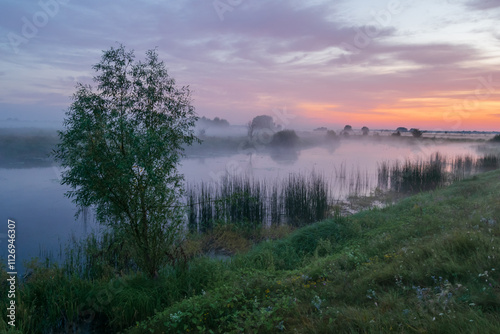 sunset over the river