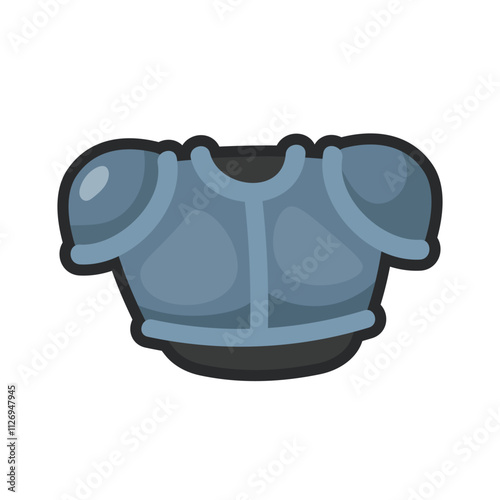 iron armor with outline in flat vector design.