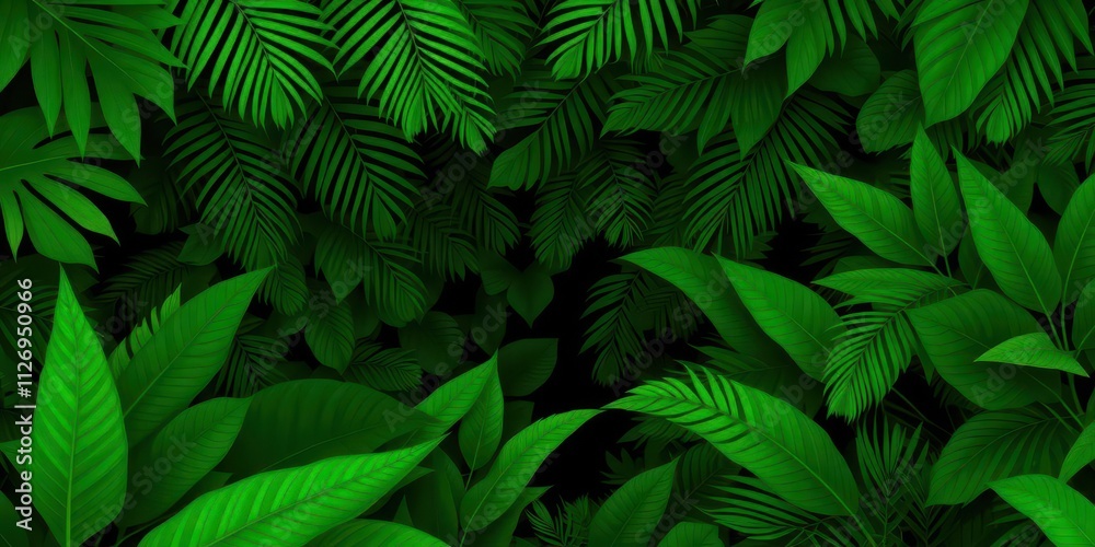 Dark and mysterious pattern featuring vibrant exotic leaves in a tropical forest setting, pattern, texture Dark and mysterious pattern featuring vibrant exotic leaves in a tropical forest setting, pattern, texture