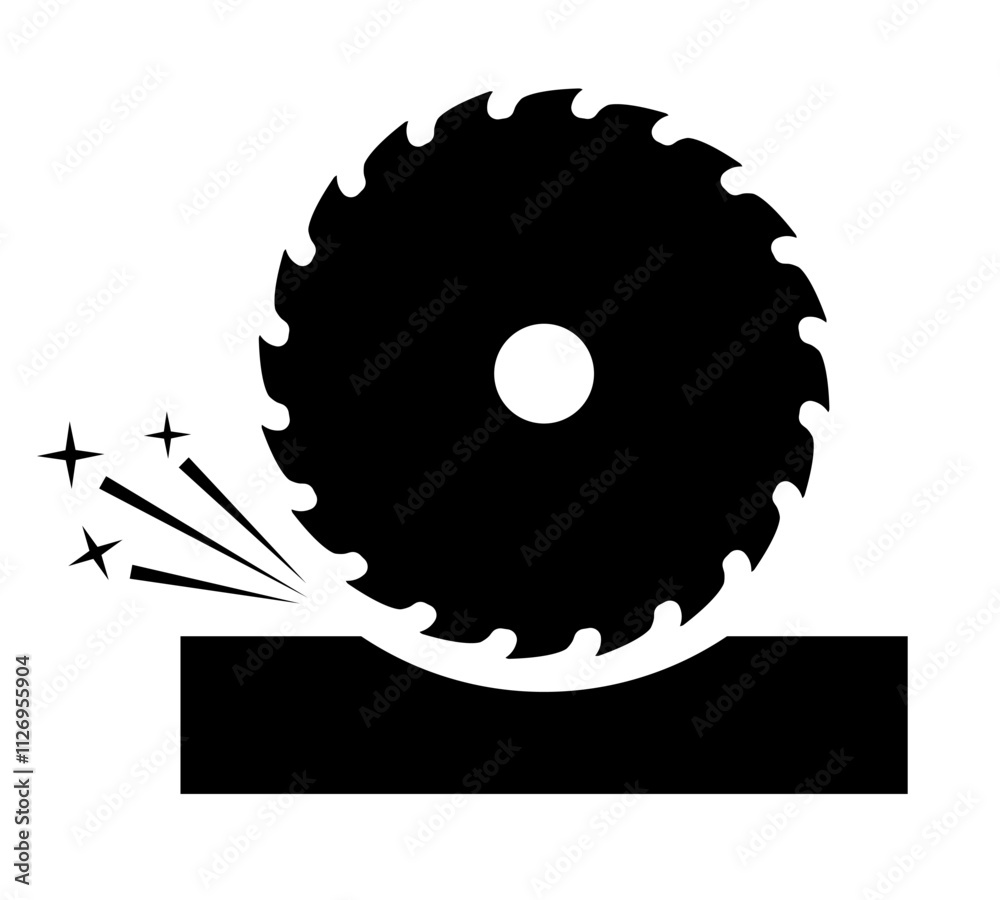Rotating cutting circular saw vector icon