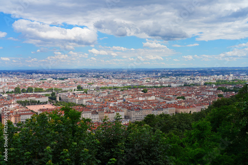 Wallpaper Mural Landscape view of downtown Lyon seen from the Basilica of Notre Dame of Fourvière. Torontodigital.ca