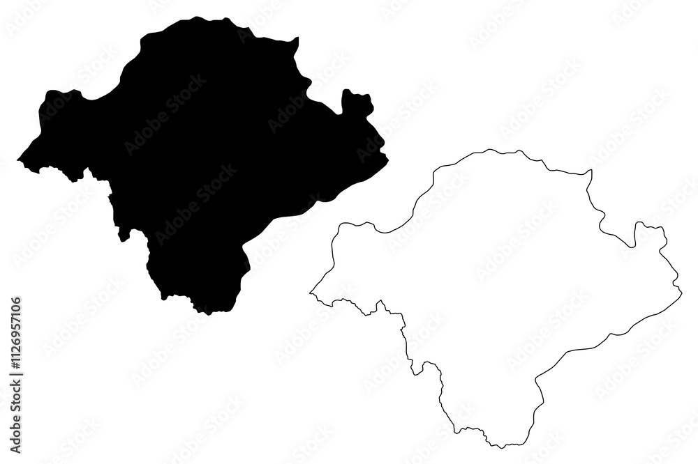 Toplica District (Republic of Serbia, Districts in Southern and Eastern Serbia) map vector illustration, scribble sketch Toplica map Toplica District (Republic of Serbia, Districts in Southern and Eastern Serbia) map vector illustration, scribble sketch Toplica map