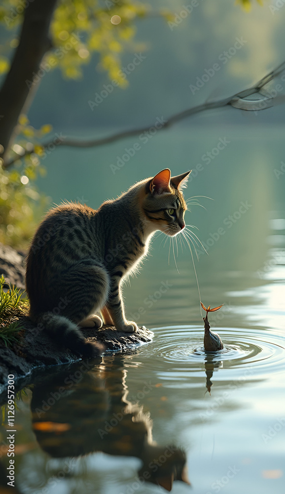 Obraz premium cat on the rock