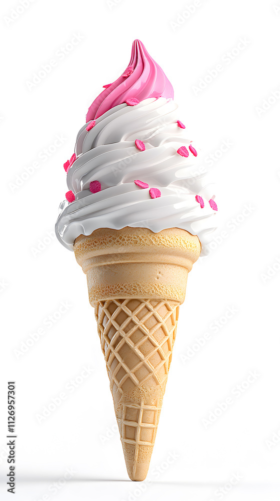 Vanilla ice cream in a waffle cone isolated on white background Vanilla ice cream in a waffle cone isolated on white background