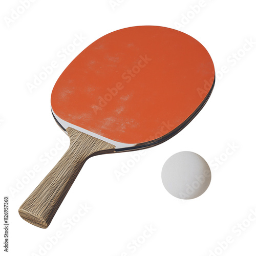 Dynamic table tennis action with paddle and ball in indoor arena close-up perspective sports photography engaging concept photo