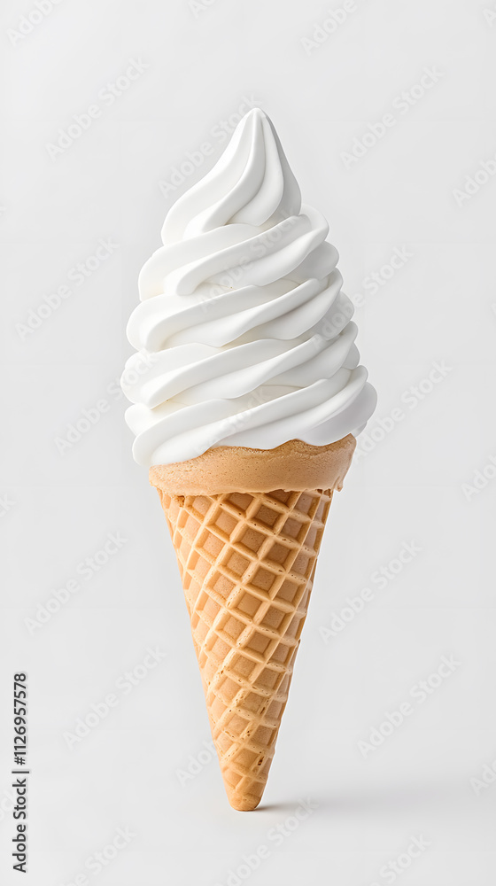 Vanilla ice cream in a waffle cone isolated on white background Vanilla ice cream in a waffle cone isolated on white background