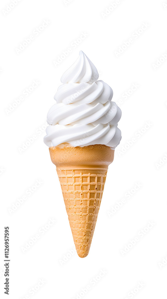 Vanilla ice cream in a waffle cone isolated on white background Vanilla ice cream in a waffle cone isolated on white background
