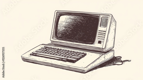 Personal computer. vintage hand drawn vector illustration. Rapture. Illustration photo