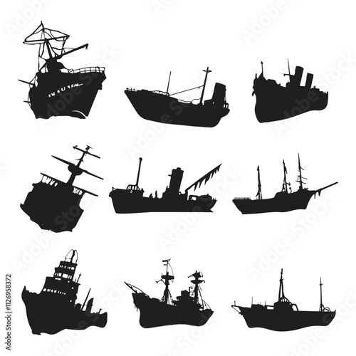 shipwreck silhouette  vector art design