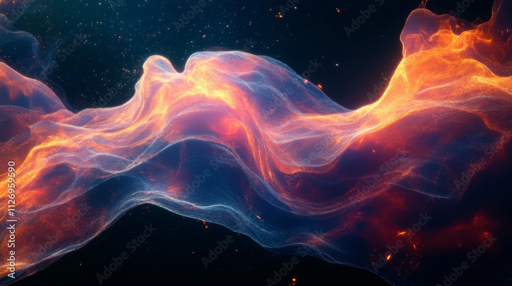 Cosmic Energy Flow: Abstract Glowing Nebula Waves Cosmic Energy Flow: Abstract Glowing Nebula Waves