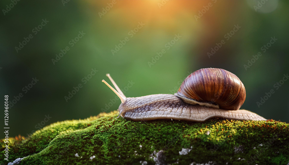 close up photo of snail on mossy rock close up photo of snail on mossy rock