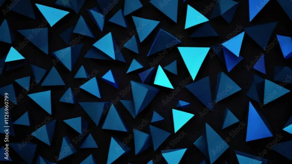 Abstract blue triangles shape and lines on black background for business technology style, 4k High-Quality Wallpaper Background Animation Video