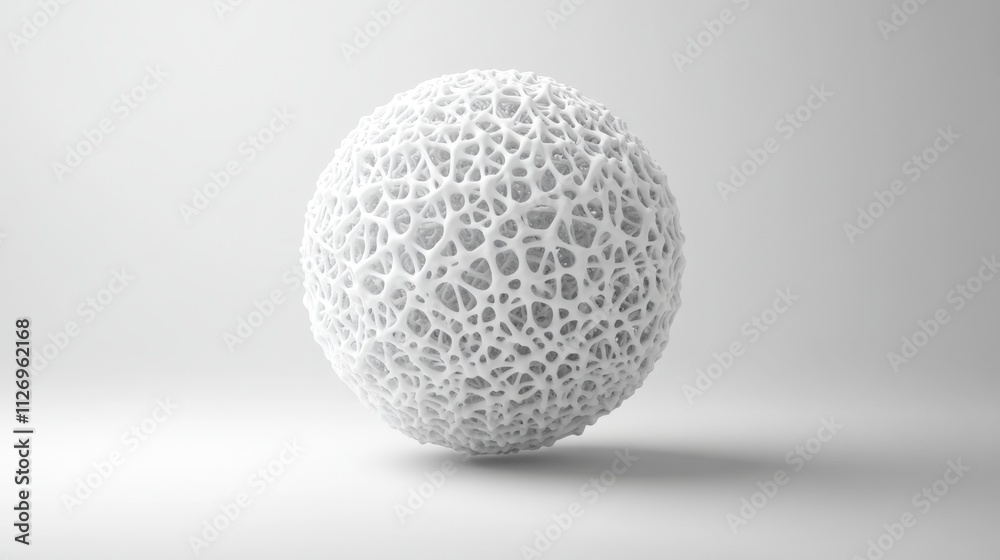 Intricate White Abstract Sphere: A 3D Rendered Geometric Mesh Intricate White Abstract Sphere: A 3D Rendered Geometric Mesh