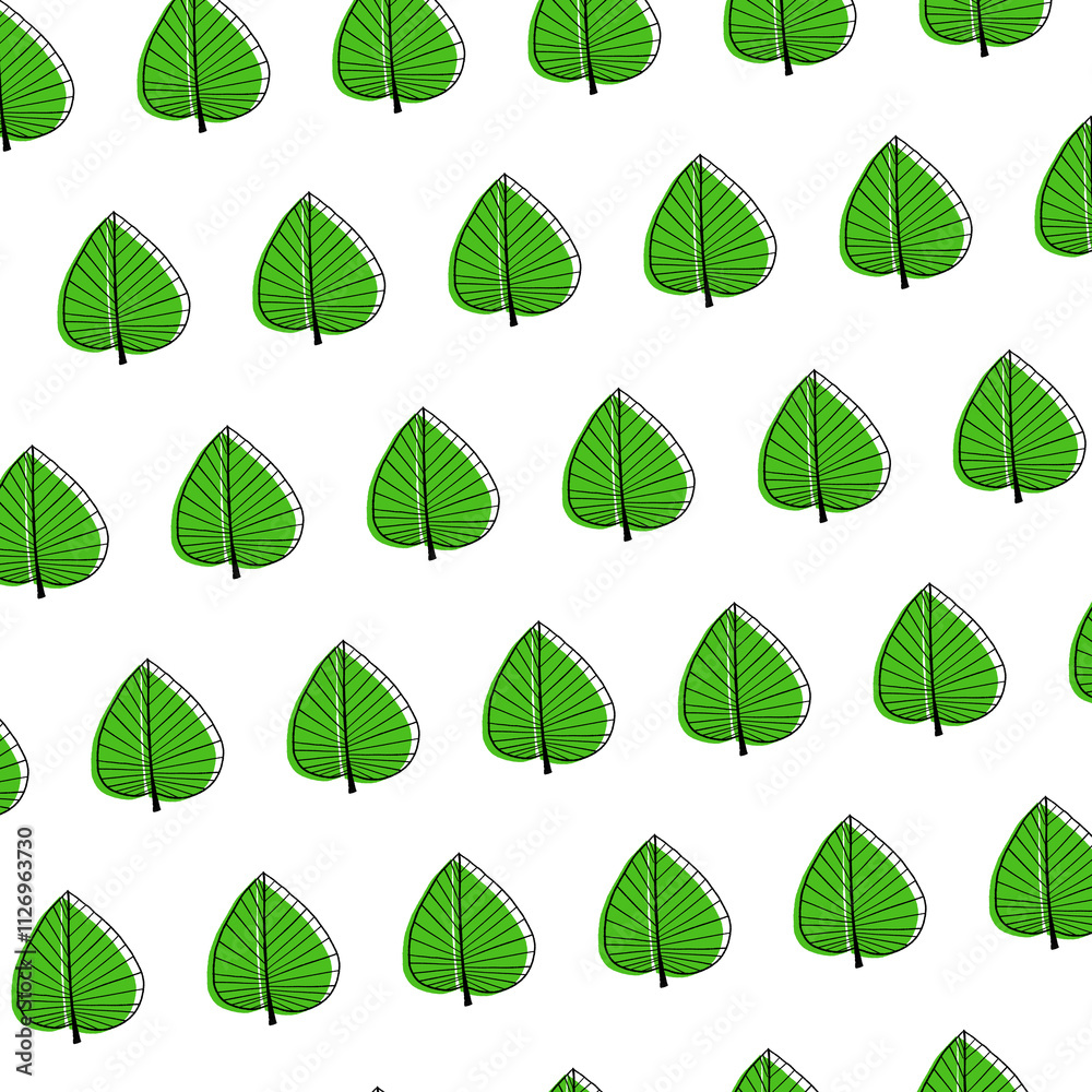Obraz premium 白背景の北欧風の葉っぱのイラスト15