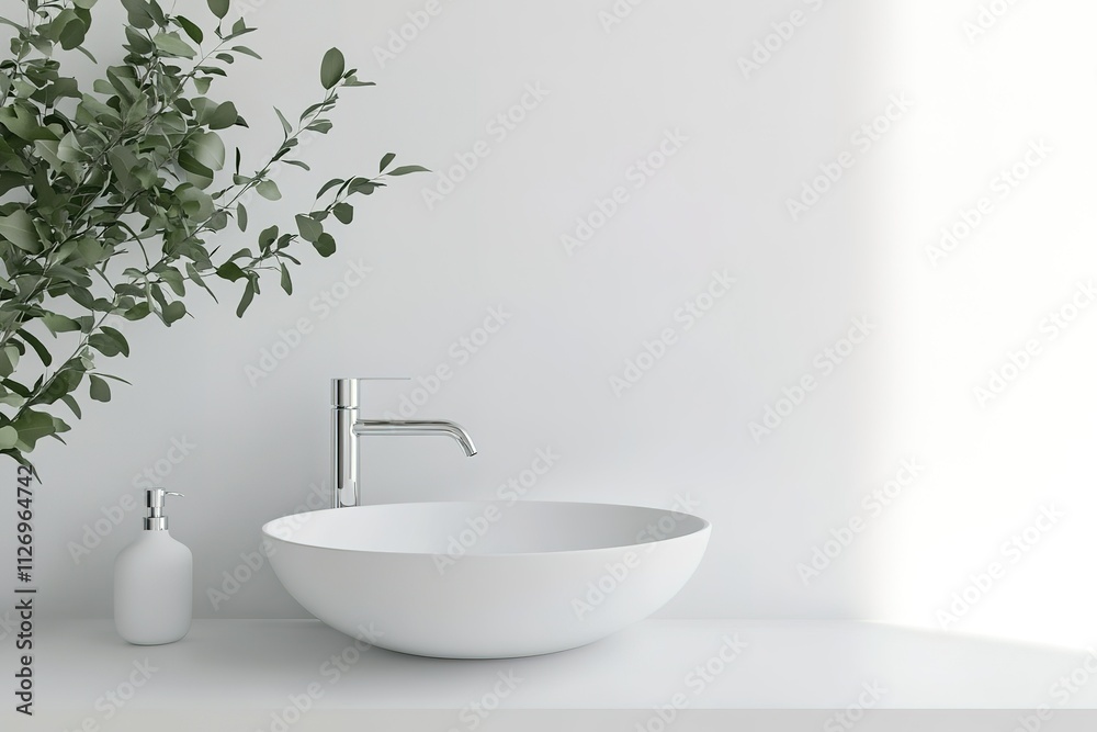 A white sink with a soap dispenser next to it