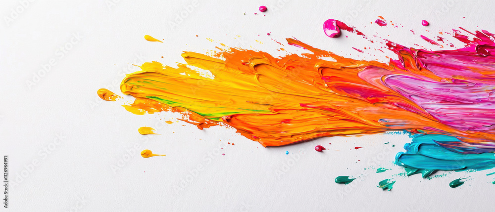 Feel free flying concept. A vibrant splash of multicolored paint creates an artistic, energetic effect against a white background. Feel free flying concept. A vibrant splash of multicolored paint creates an artistic, energetic effect against a white background.