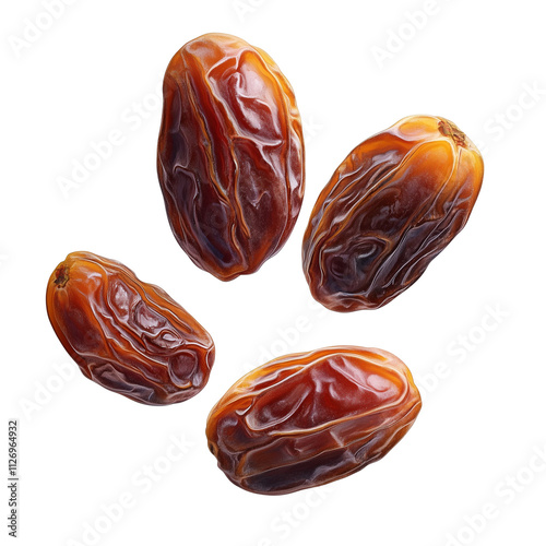 Date Fruit Flying Isolated on White and Transparent Background