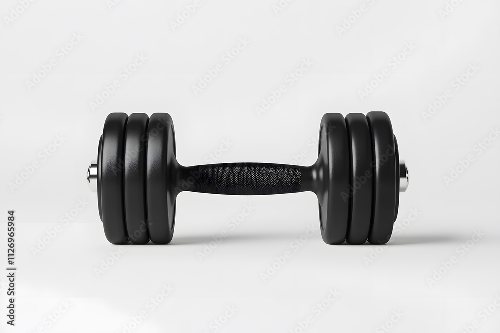 Naklejka premium Steel black gym dumbbell isolated on white background