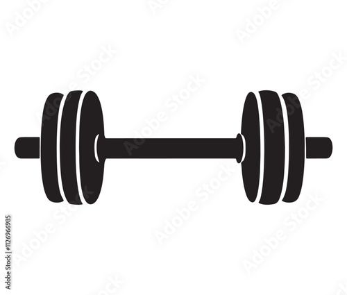 Dumbbell isolated on white background, Cartoon dumbbells silhouette icon