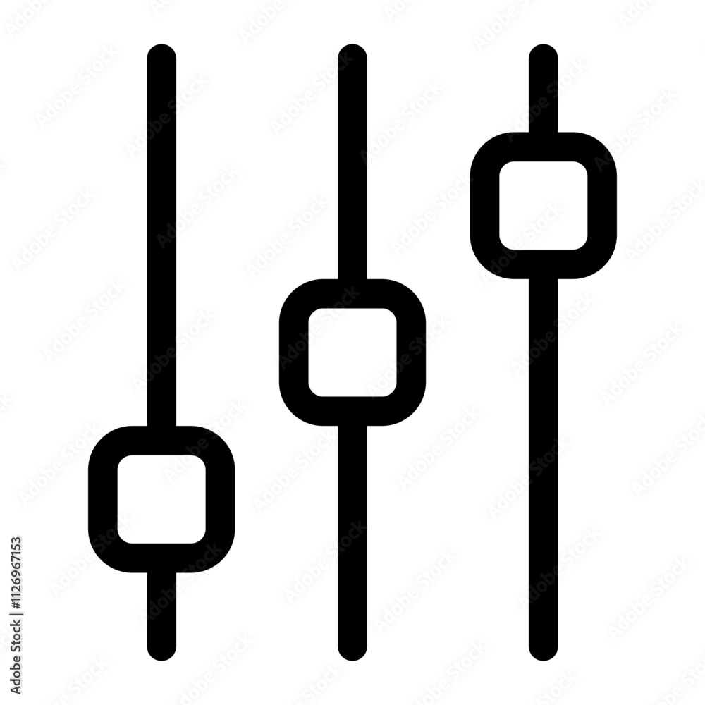 Modern line icon of an equalizer, suitable for music apps, audio equipment, and sound engineering Modern line icon of an equalizer, suitable for music apps, audio equipment, and sound engineering