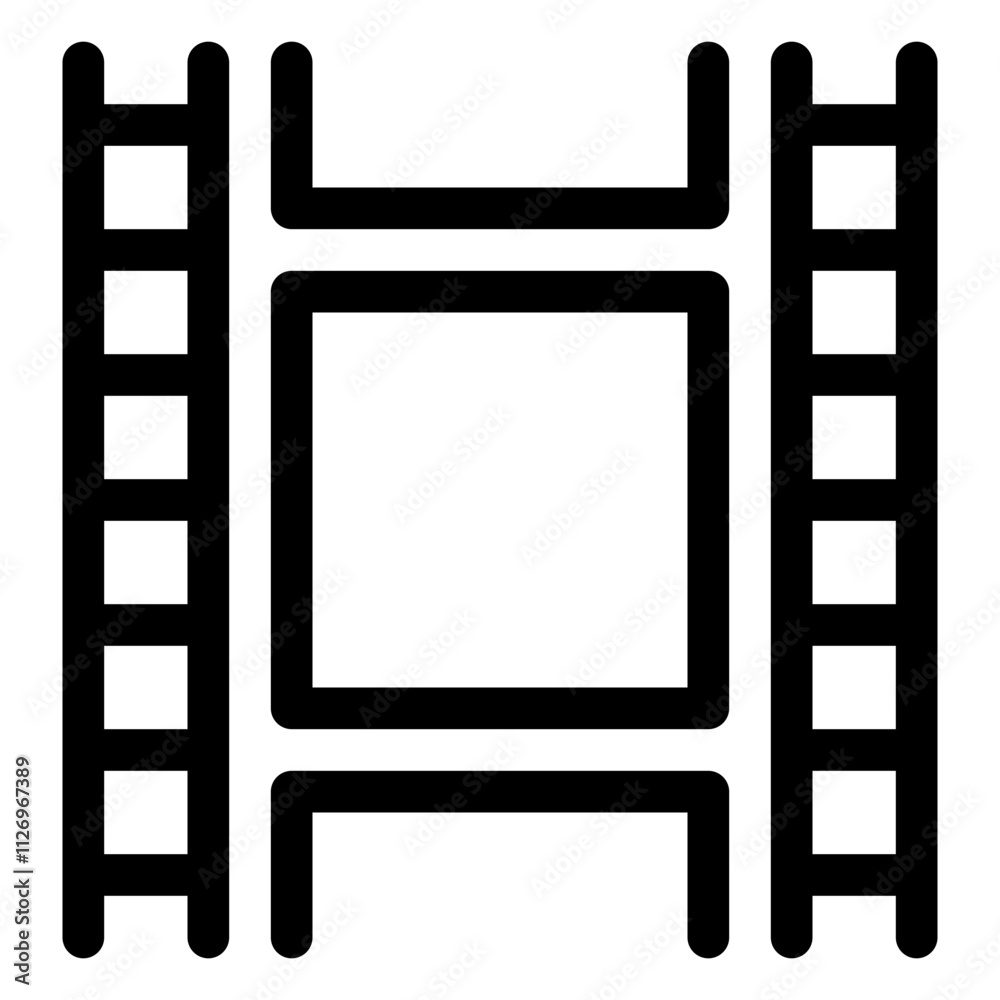 Retro line icon of a movie reel, perfect for film festivals, movie theaters, and vintage-themed designs Retro line icon of a movie reel, perfect for film festivals, movie theaters, and vintage-themed designs