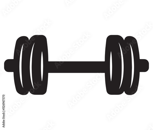 Dumbbell isolated on white background, Cartoon dumbbells silhouette icon