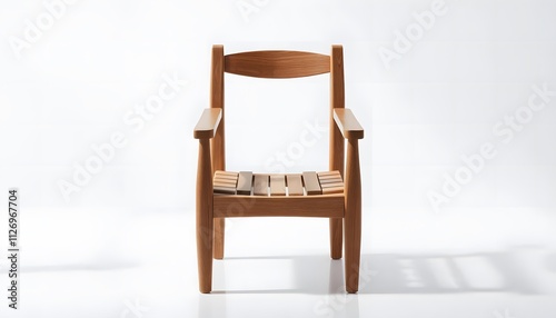 A minimalist wooden chair with a simple and elegant design. This chair is suitable for living room, dining room, or outdoor area that wants to create a warm and natural atmosphere.