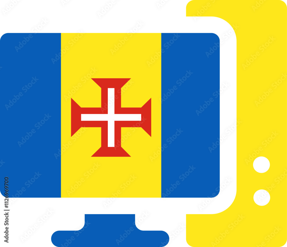 Obraz premium Monitor and CPU icon Madeira Flag