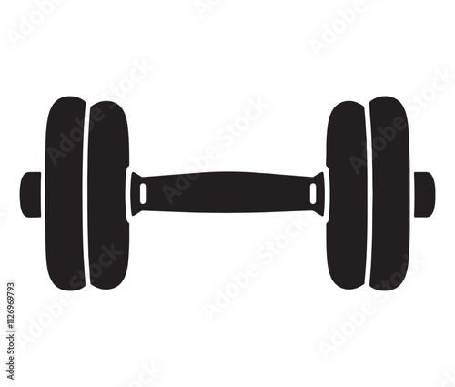 Dumbbell isolated on white background, Cartoon dumbbells silhouette icon