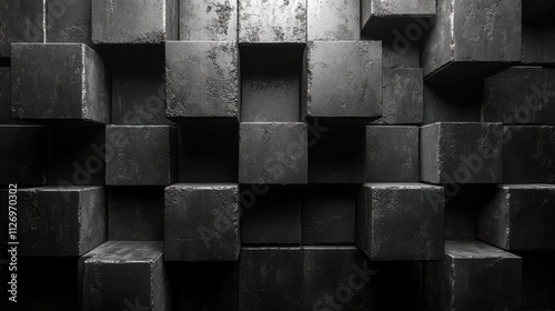 Fototapeta Naklejka Na Ścianę i Meble -  abstract geometric blocks on black background 3d rende