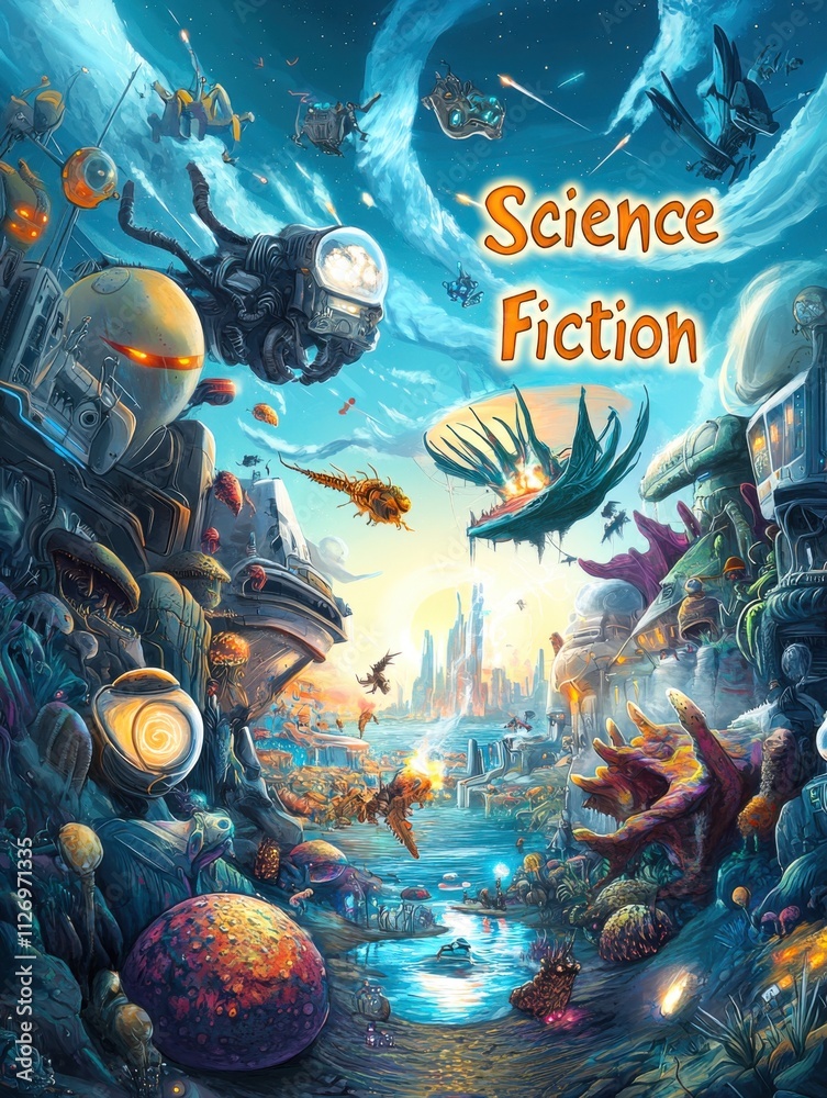 Science Fiction Day Online Banner Poster Design Generative AI Concept Art in Futuristic Environment Science Fiction Day Online Banner Poster Design Generative AI Concept Art in Futuristic Environment