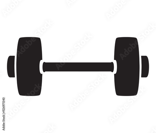 Dumbbell isolated on white background, Cartoon dumbbells silhouette icon