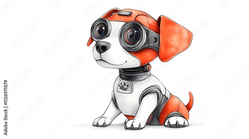 3d dog with headphones