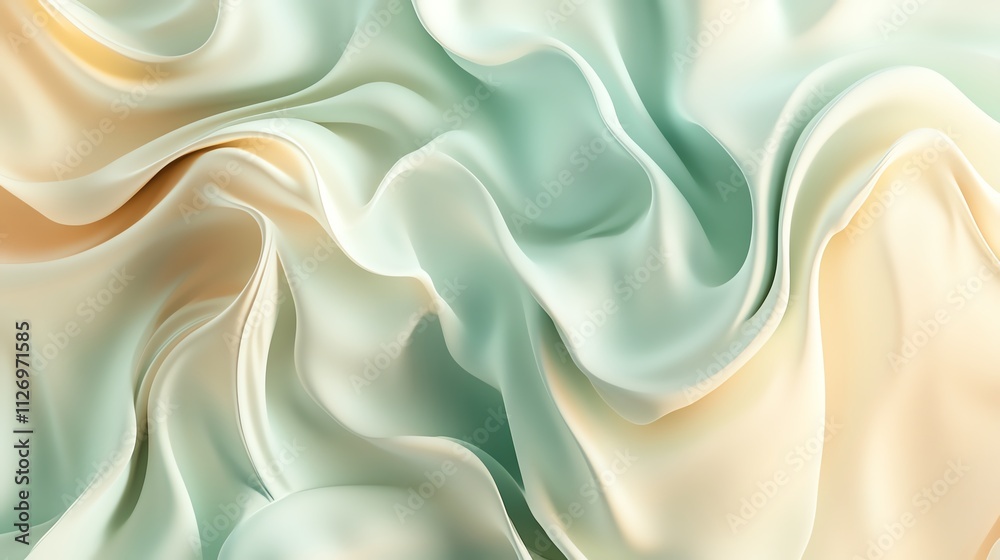 Obraz premium Soft, flowing abstract fabric with pastel hues creates a soothing and elegant visual effect, perfect for design inspiration.