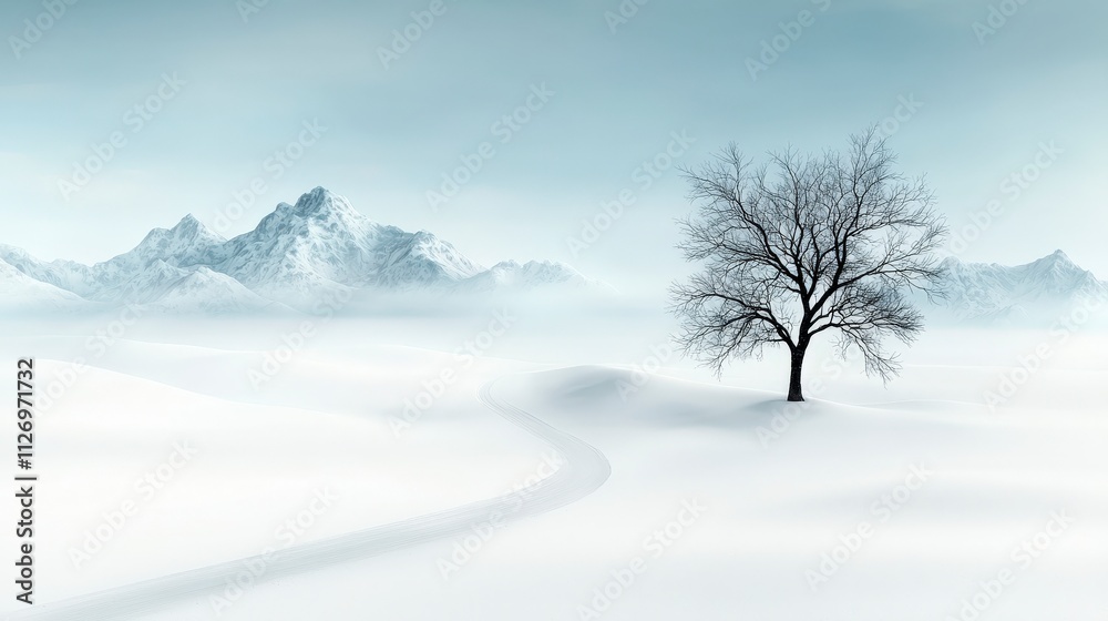 Captivating minimalist winter scene with pristine snow-covered hills and a light blue sky, blending smooth textures with sharp focus and diffused shadows, Octane rendering for ultra-realistic Captivating minimalist winter scene with pristine snow-covered hills and a light blue sky, blending smooth textures with sharp focus and diffused shadows, Octane rendering for ultra-realistic