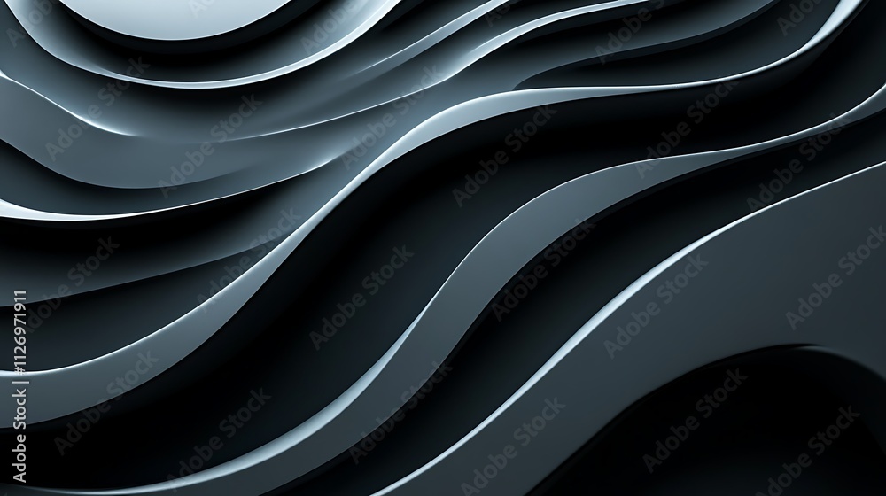 Obraz premium Abstract dark gray wavy 3D background.
