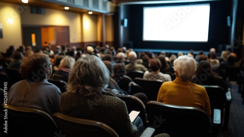 Audience watching presentation in auditorium. (1)