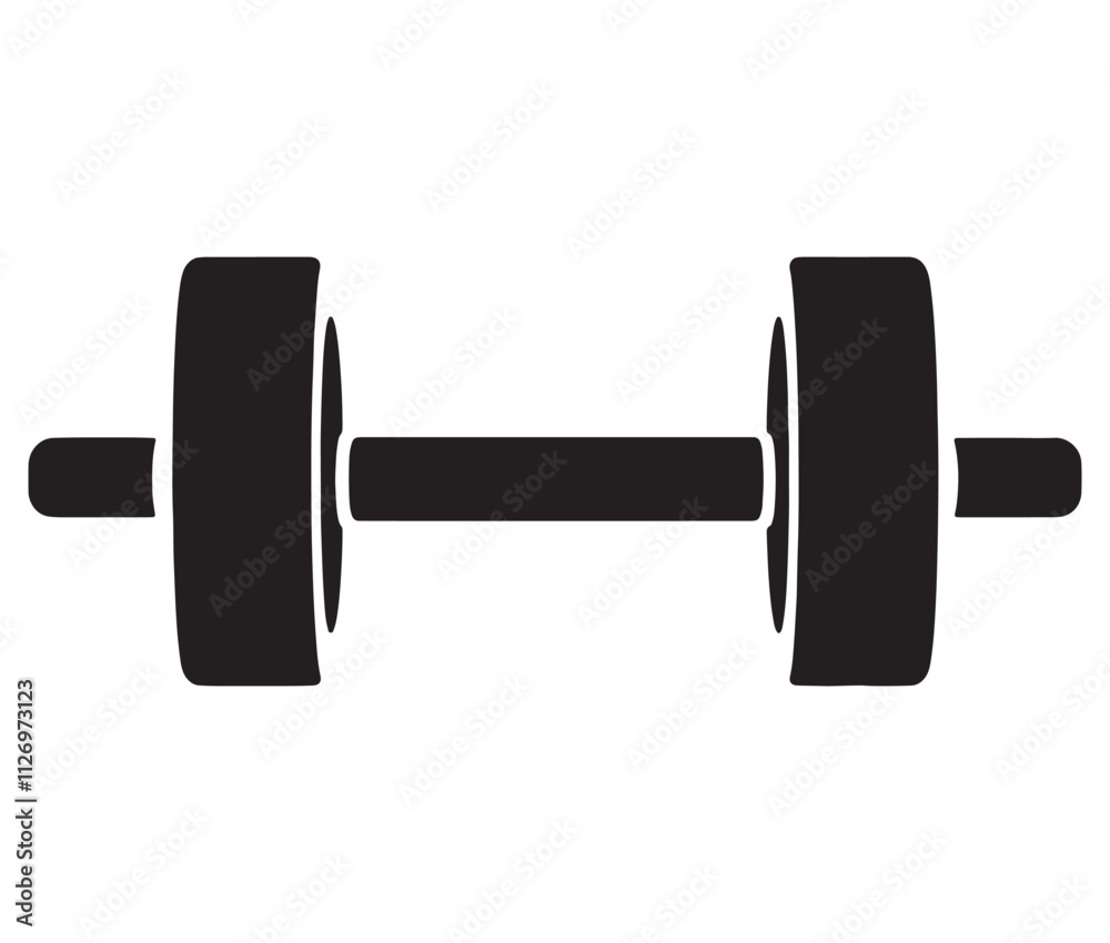 Dumbbell isolated on white background, Cartoon dumbbells silhouette icon Dumbbell isolated on white background, Cartoon dumbbells silhouette icon