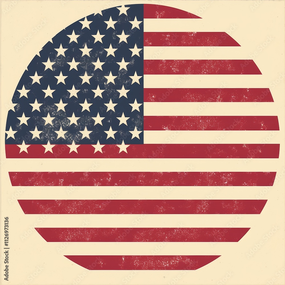 Fototapeta premium Creative depiction of the United States flag in a circular shape design