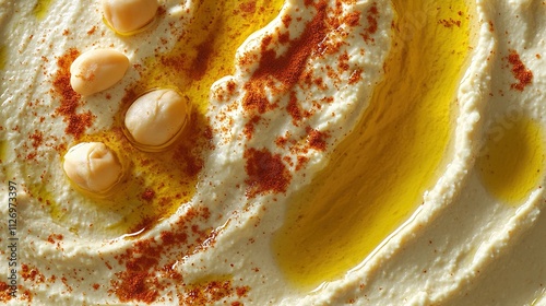 drizzle of olive oil on hummus photo