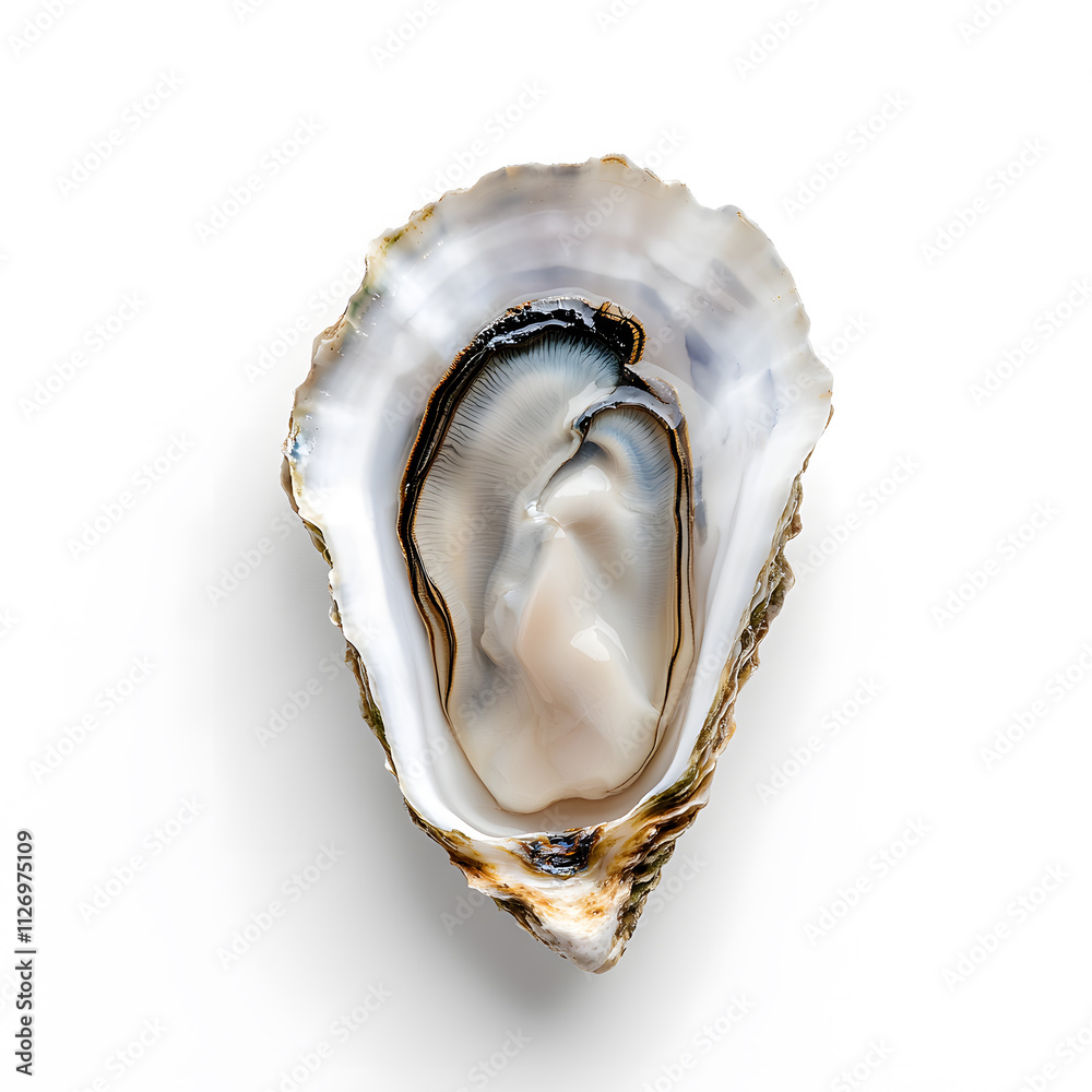 Oyster top view isolated on white background Oyster top view isolated on white background
