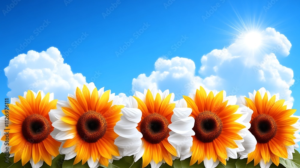 Obraz premium Bright Sunflowers Bloom Underneath a Summer Sky