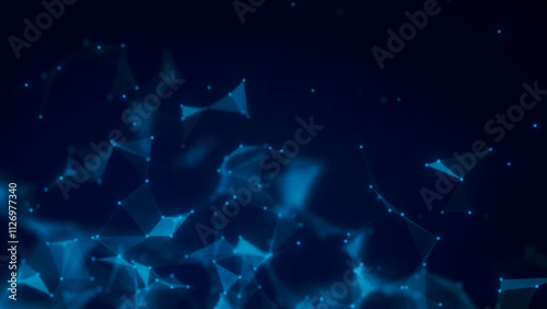 Abstract Network Of Blue Glowing Connections On A Dark Background