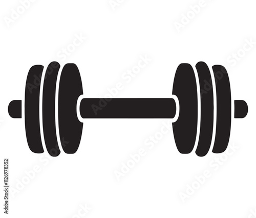 Dumbbell isolated on white background, Cartoon dumbbells silhouette icon