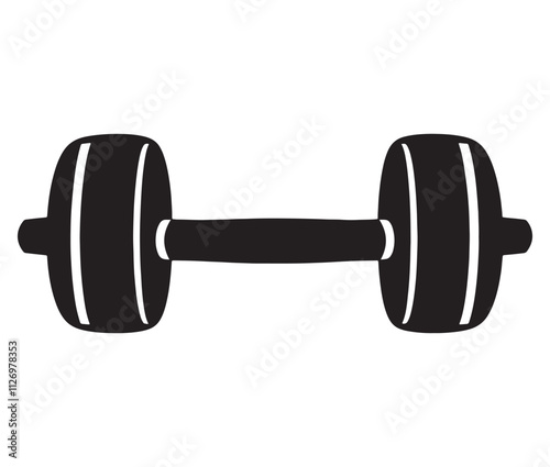 Dumbbell isolated on white background, Cartoon dumbbells silhouette icon