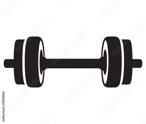 Dumbbell isolated on white background, Cartoon dumbbells silhouette icon