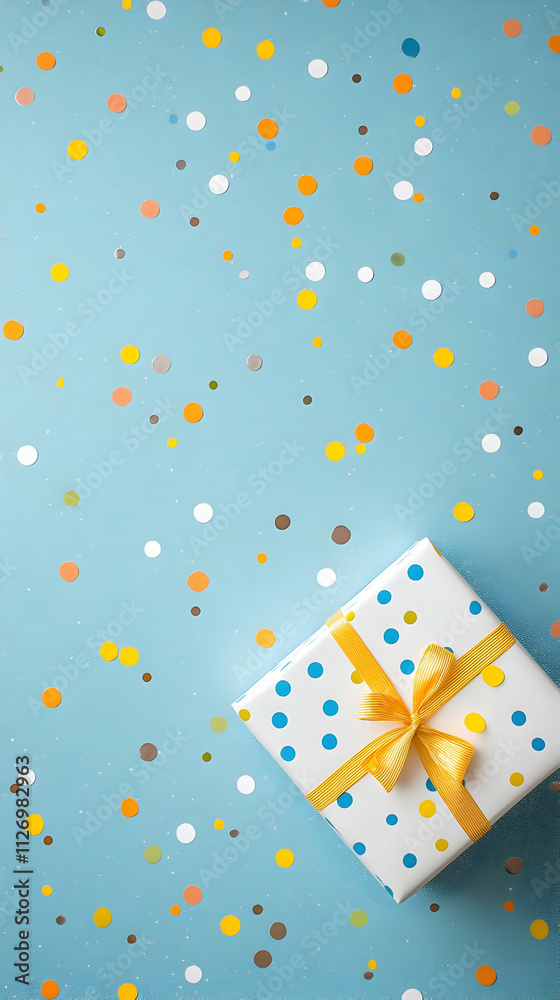 Gift Box Illustration with Confetti Gift Box Illustration with Confetti