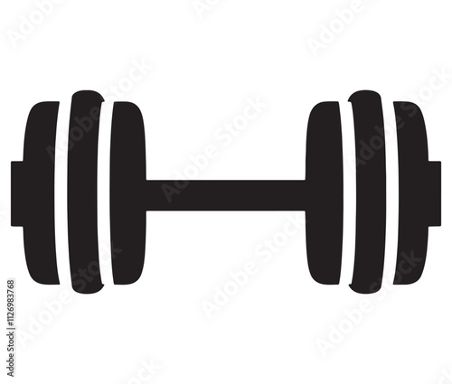 Dumbbell isolated on white background, Cartoon dumbbells silhouette icon